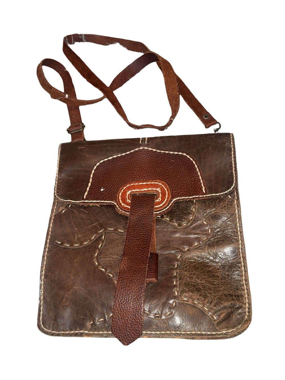 Vintage Brown Leather Crossbody Bag